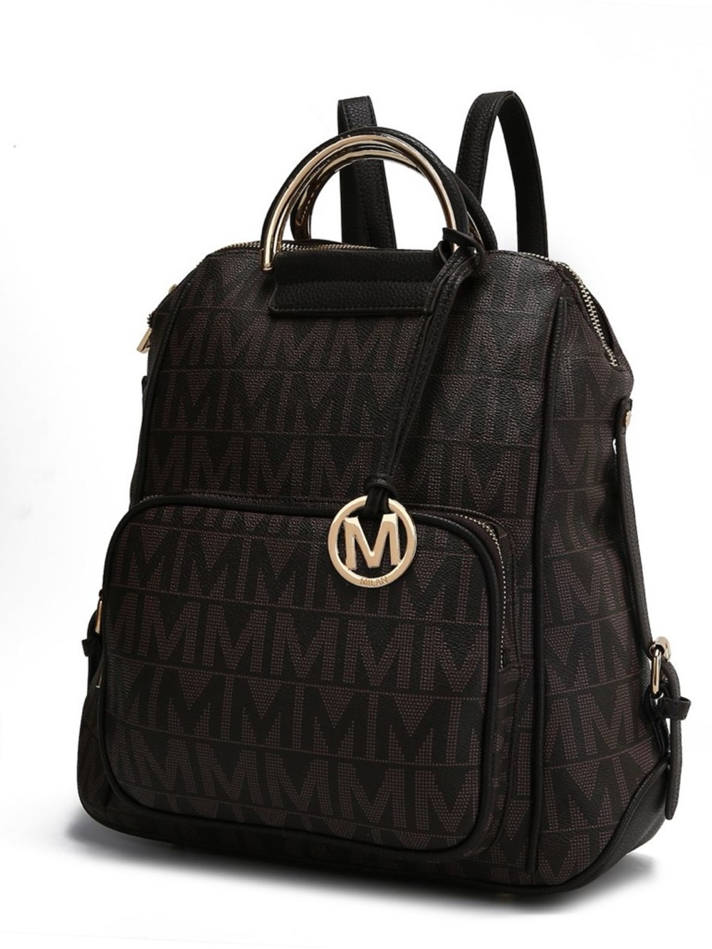 MKF Collection Cora Milan M Signature Trendy Backpack Black and Gold